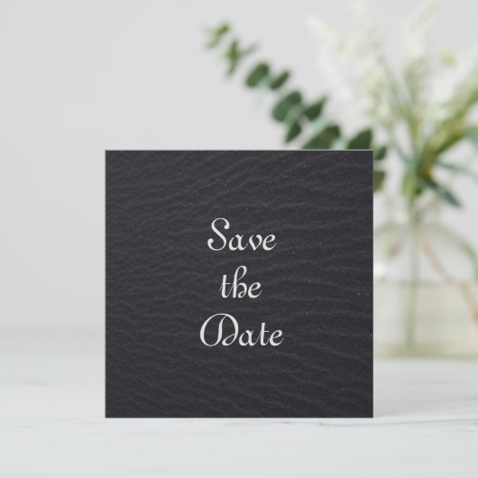 Elegant Black Textured Save the Date (Stehend Vorderseite)