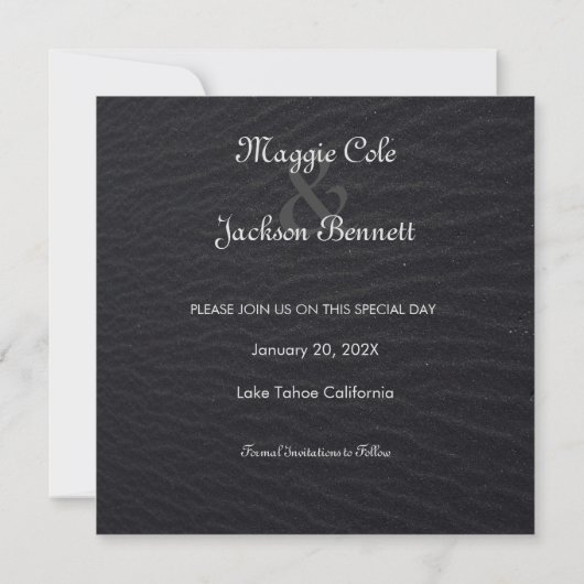 Elegant Black Textured Save the Date (Rückseite)