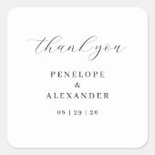 Elegant Black Thank You Card Quadratischer Aufkleber (Vorderseite)