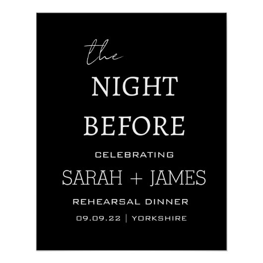 Elegant Black The Night Before Probe Dinner Poster (Vorderseite)