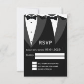 Elegant Black Tie Gay Wedding RSVP Card (Vorderseite)
