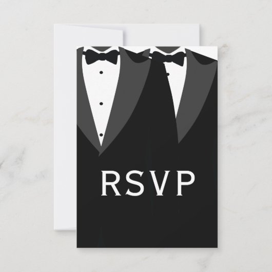 Elegant Black Tie Gay Wedding RSVP Card (Rückseite)