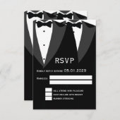 Elegant Black Tie Gay Wedding RSVP Card (Vorne/Hinten)