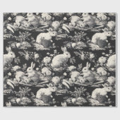 Elegant Black Toile Bunny Easter  Geschenkpapier (Flach)