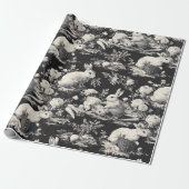 Elegant Black Toile Bunny Easter  Geschenkpapier (Ungerollt)