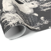 Elegant Black Toile Bunny Easter  Geschenkpapier (Rolleneckpunkt)