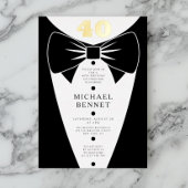 Elegant Black Tuxedo 40th Birthday Gold Folieneinladung
