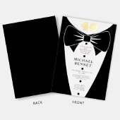 Elegant Black Tuxedo 40th Birthday Gold Folieneinladung