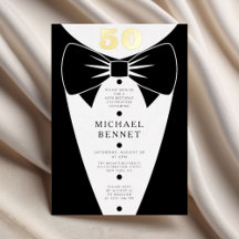 Elegant Black Tuxedo 50th Birthday Gold