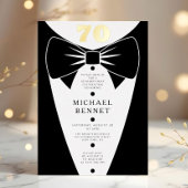 Elegant Black Tuxedo 70th Birthday Gold Folieneinladung