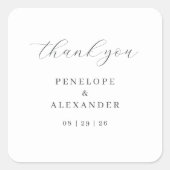 Elegant Black Typographic Thank You Quadratischer Aufkleber (Vorderseite)