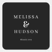 Elegant Black Typographic Thank You Quadratischer Aufkleber (Vorderseite)