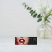 Elegant Black Typography Photo Makeup Mini Visitenkarte (Stehend Vorderseite)