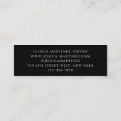 Elegant Black Typography Photo Makeup Mini Visitenkarte (Rückseite)