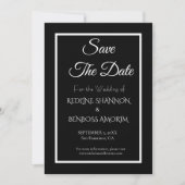 Elegant Black Typography Save The Date (Vorderseite)