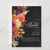 Elegant Black Vibrant Boho Bloral Script Dusche Einladung (Vorderseite)