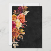 Elegant Black Vibrant Boho Bloral Script Dusche Einladung (Rückseite)