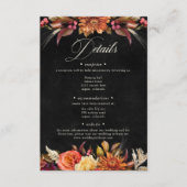 Elegant Black Vibrant Boho Bloral Script Wedding Begleitkarte (Vorderseite)