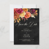 Elegant Black Vibrant Boho Bloral Script Wedding Save The Date (Vorderseite)