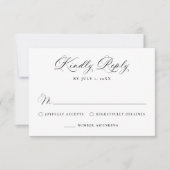 Elegant Black Victorian Floral Wedding RSVP Karte (Vorderseite)