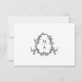 Elegant Black Victorian Floral Wedding RSVP Karte (Rückseite)