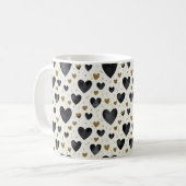 Elegant Black Watercolor & Gold Glitter Hearts Kaffeetasse (Vorderseite Links)