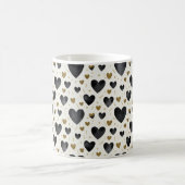 Elegant Black Watercolor & Gold Glitter Hearts Kaffeetasse (Mittel)