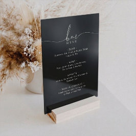 Elegant Black Wedding Bar Menu Acrylic Sign Acrylschild