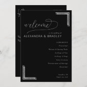 Elegant Black Wedding Ceremony Program Programm (Vorne/Hinten)