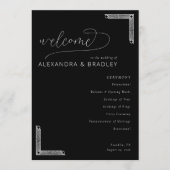 Elegant Black Wedding Ceremony Program Programm (Vorderseite)