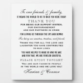 Elegant Black Wedding Gast Dankeschön-Nachricht Fotoplatte (Vorderseite)