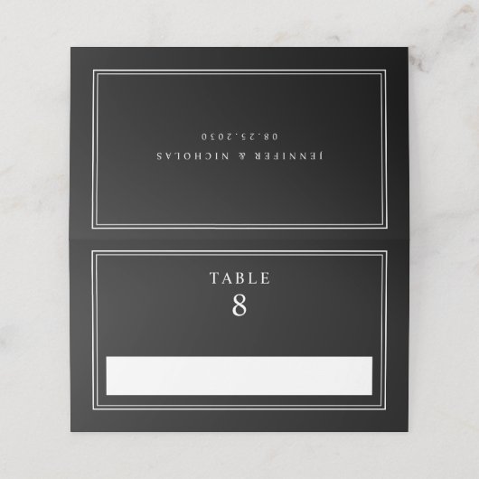 Elegant Black Wedding Platzkarte (Außenseite Aufgefaltet)