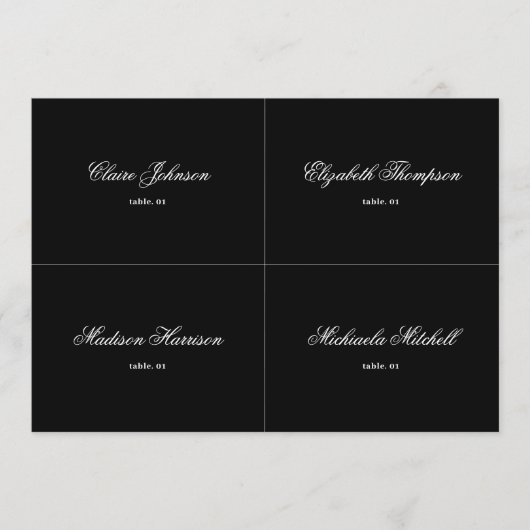 Elegant Black Wedding Platzkarte DIY (Vorderseite)