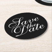 Elegant Black Wedding Save the Date Runder Pappuntersetzer (Angewinkelt)