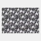 Elegant Black | Weiße Schneeröckchen Blumenmuster Geschenkpapier Set (Vorderseite)