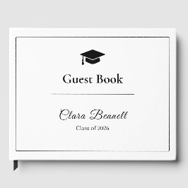 Elegant Black & White 2026 Graduation Guest Book Gästebuch