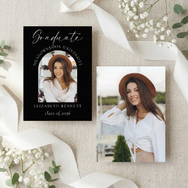 Elegant Black White 2 Photo Graduation Ankündigung