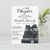 Elegant Black & White A New Chapter Bridal Shower  Einladung (Stehend Vorderseite)