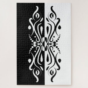 Elegant Black & White Abstract Harlequin Style Puzzle