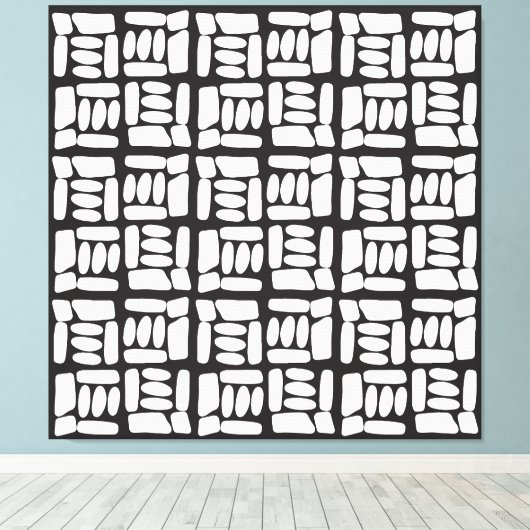 Elegant Black &White  Abstract Pattern Leinwanddruck (Insitu (Holzboden))