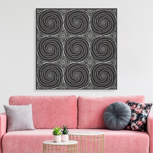 Elegant Black &White Abstract Pattern Leinwanddruck (Insitu (Wohnzimmer))