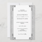 Elegant Black & White Art Deco Minimalist Wedding  Einladung (Vorderseite)