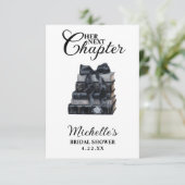 Elegant Black & White Book Themed Bridal Shower Dankeskarte (Stehend Vorderseite)