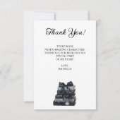 Elegant Black & White Book Themed Bridal Shower Dankeskarte (Rückseite)