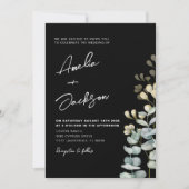 Elegant Black & White Botancial Wedding  Einladung (Vorderseite)
