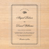 Elegant black, white branch and border wedding acryleinladungen (Vorderseite)