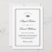 Elegant black, white branch and border wedding einladung (Vorderseite)