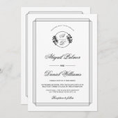 Elegant black, white branch and QR code wedding Einladung (Vorne/Hinten)