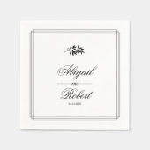 Elegant black, white branch triple border wedding serviette (Vorderseite)
