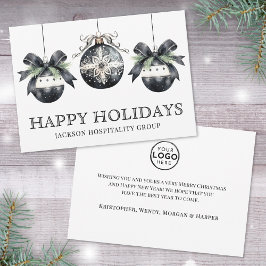 Elegant Black White Business Logo Christmas Feiertagskarte